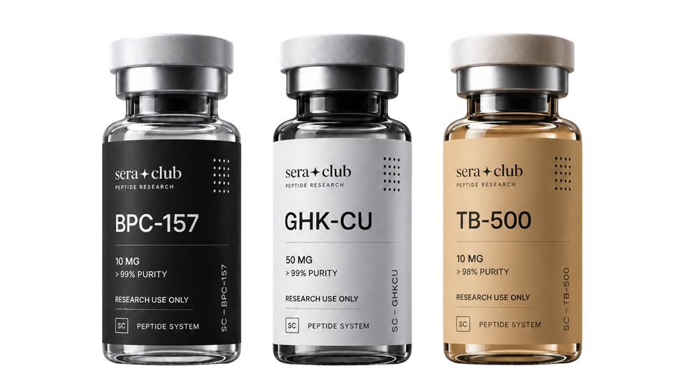 BPC-157, GHK-Cu, and TB-500 vials